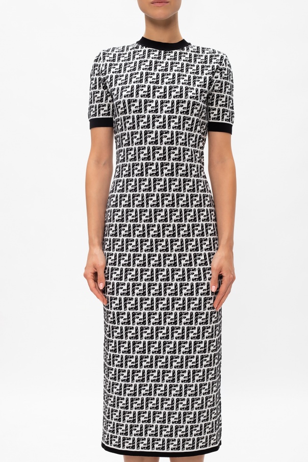 Black Patterned short sleeve dress Fendi - Fendi FF logo